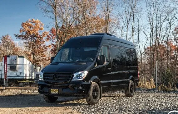 Mercedes-Benz van photographed outside the LUX workshop